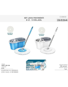 Set Lavapavimenti con Secchio Centrifuga 8 Litri e Mop... 2