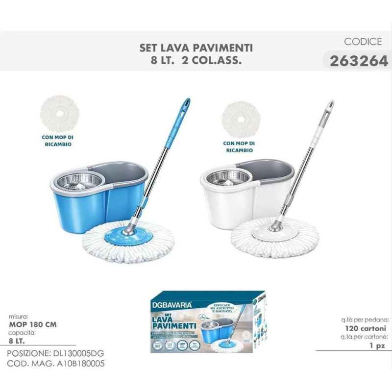 Set Lavapavimenti con Secchio Centrifuga 8...