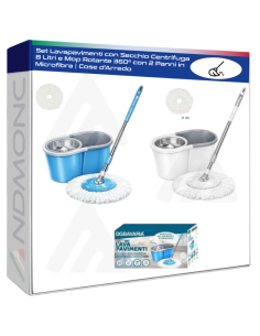 Set Lavapavimenti con Secchio Centrifuga 8 Litri e Mop...
