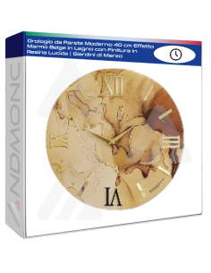 Orologio da Parete Moderno 40 cm Effetto Marmo Beige in...