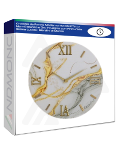 Orologio da Parete Moderno 40 cm Effetto Marmo Bianco e...