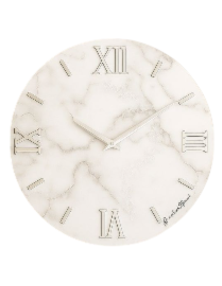 Orologio da Parete Moderno 60 cm Effetto Marmo Bianco in Legno con Finitura in Resina Lucida  Giardini di Marzo