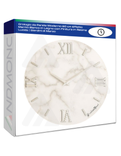 Orologio da Parete Moderno 60 cm Effetto Marmo Bianco in...