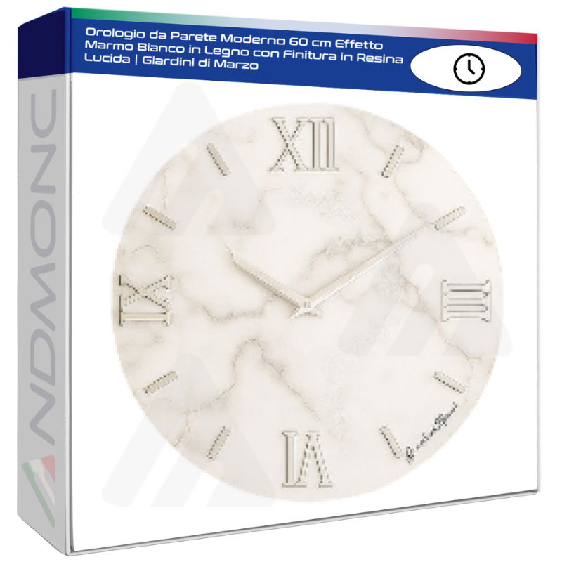 Orologio da Parete Moderno 60 cm Effetto Marmo...