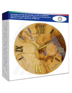 Orologio da Parete Moderno 60 cm Effetto Marmo Oro e...