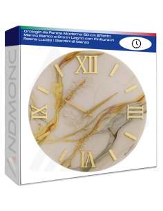 Orologio da Parete Moderno 60 cm Effetto Marmo Bianco e...