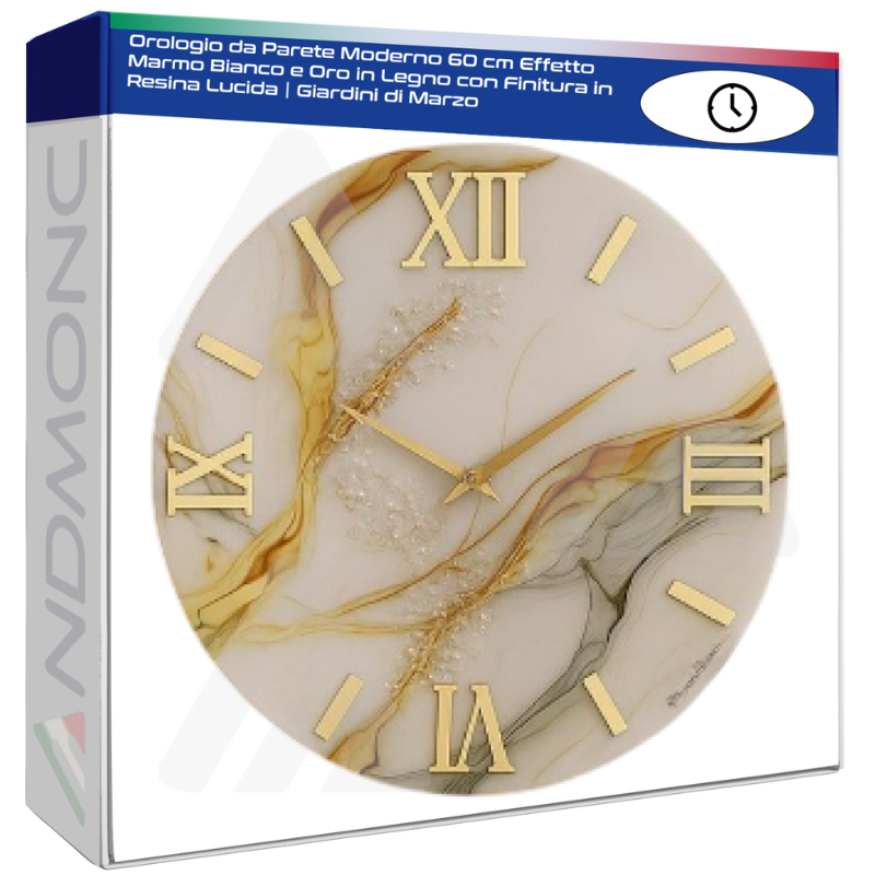 Orologio da Parete Moderno 60 cm Effetto Marmo...