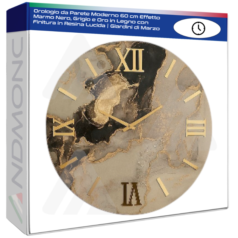 Orologio da Parete Moderno 60 cm Effetto Marmo...