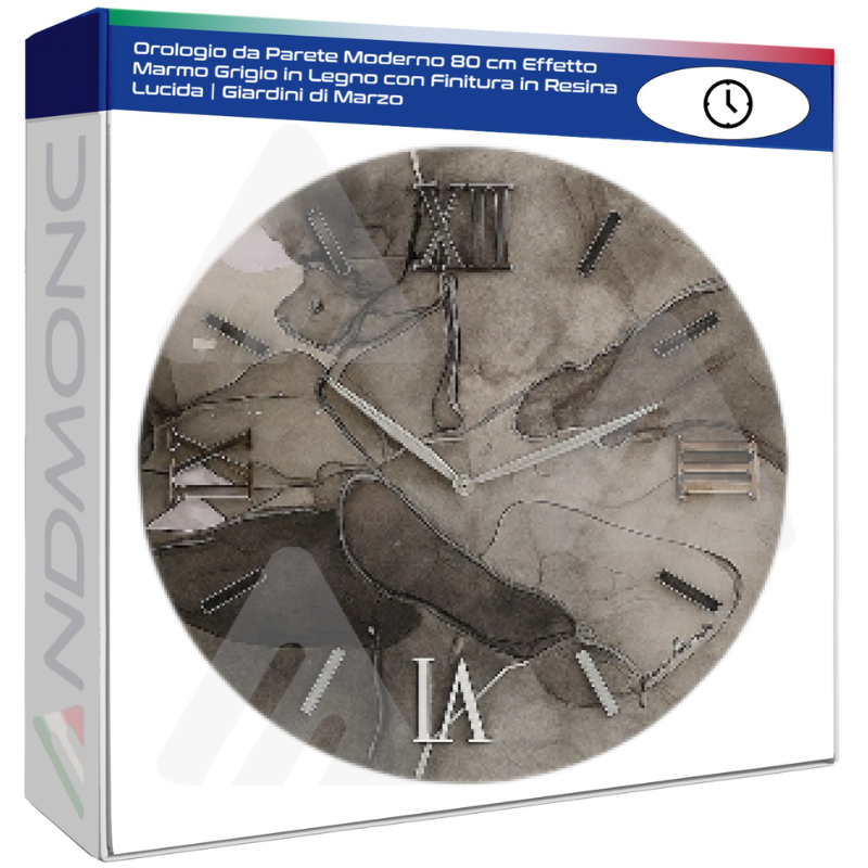 Orologio da Parete Moderno 80 cm Effetto Marmo...