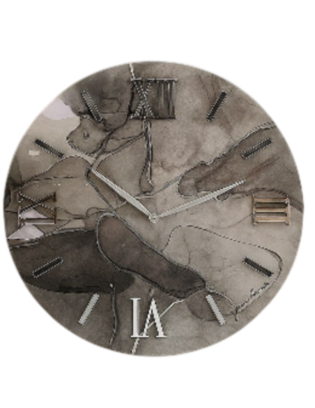 Orologio da Parete Moderno 80 cm Effetto Marmo Grigio in Legno con Finitura in Resina Lucida | Giardini di Marzo