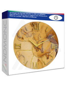 Orologio da Parete Moderno 80 cm Effetto Marmo Oro e...