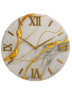 Orologio da Parete Moderno 80 cm Effetto Marmo Bianco e... 2
