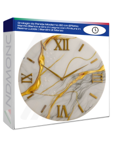 Orologio da Parete Moderno 80 cm Effetto Marmo Bianco e...