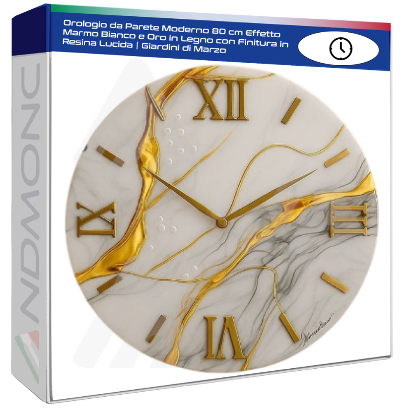 Orologio da Parete Moderno 80 cm Effetto Marmo...