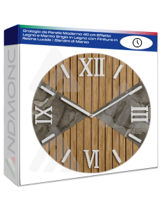 Orologio da Parete Moderno 40 cm Effetto Legno e Marmo...