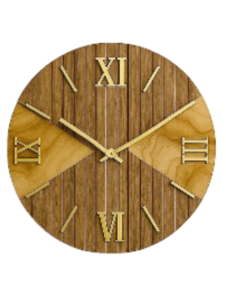 Orologio da Parete Moderno 40 cm Effetto Legno Noce e Rovere in Legno con Finitura in Resina Lucida | Giardini di Marzo