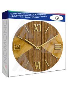 Orologio da Parete Moderno 40 cm Effetto Legno Noce e...
