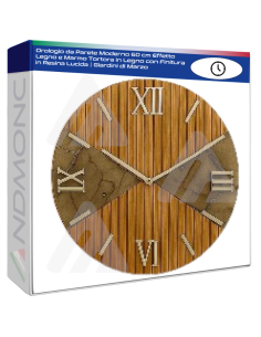 Orologio da Parete Moderno 60 cm Effetto Legno e Marmo...