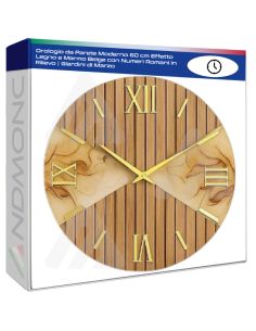 Orologio da Parete Moderno 60 cm Effetto Legno e Marmo...