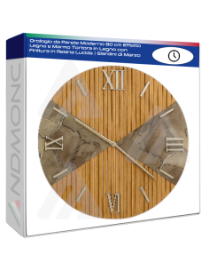 Orologio da Parete Moderno 80 cm Effetto Legno e Marmo...