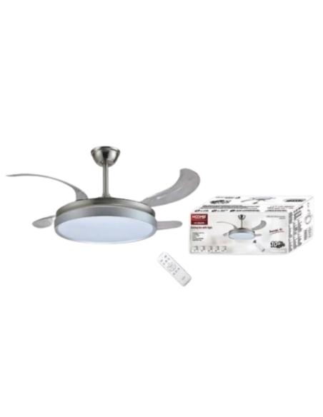 Ventilatore da Soffitto con Luce LED 35W Ø106 cm Telecomando 4 Pale Retrattili 6 Velocità HOOMEI HM-8542WS