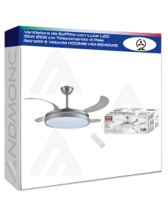 Ventilatore da Soffitto con Luce LED 35W Ø106 cm...