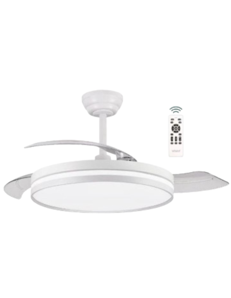 Ventilatore da Soffitto LED 90W (30W Ventilatore + 60W Luce) Ø107 cm con Telecomando, 6 Velocità, 3 Pale Retrattili