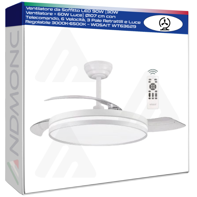Ventilatore da Soffitto LED 90W (30W...