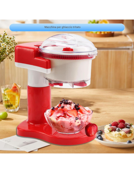 Trituratore Elettrico per Ghiaccio Rasato 500 ml | Macchina per Granite, Cocktail, Frappè e Snow Cone 50W