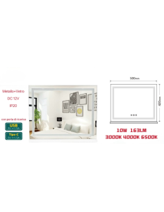 Specchio da Tavolo per Trucco con Luce LED 50x42 cm |... 2
