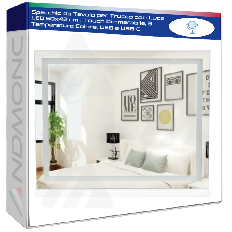 Specchio da Tavolo per Trucco con Luce LED...