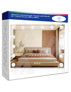 Specchio Hollywood per Trucco LED 50x40 cm | Touch, 3...