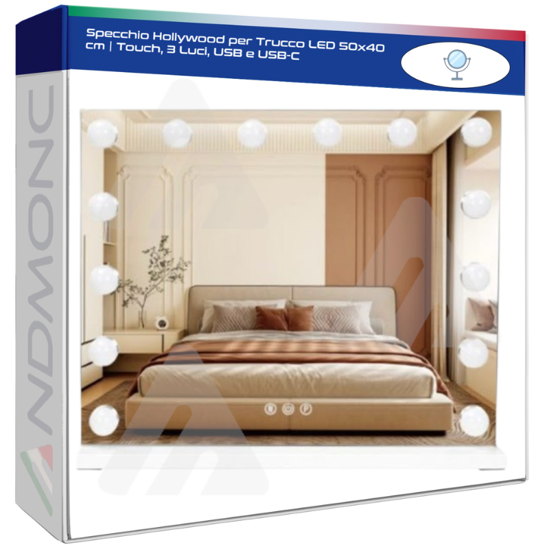 Specchio Hollywood per Trucco LED 50x40 cm |...