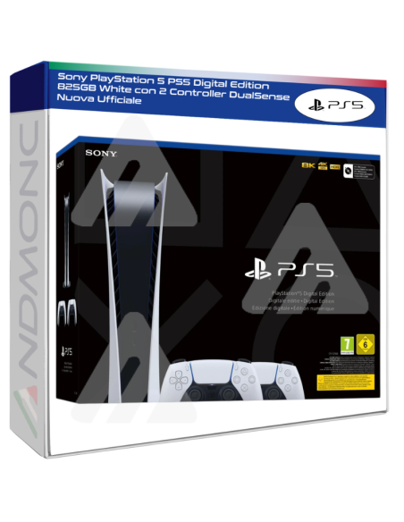 Sony PlayStation 5 PS5 Digital Edition 825GB White con 2 Controller DualSense Nuova Ufficiale