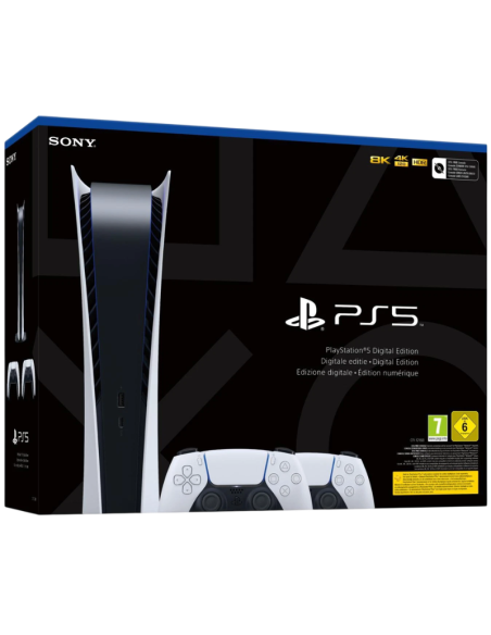 Sony PlayStation 5 PS5 Digital Edition 825GB White con 2 Controller DualSense Nuova Ufficiale