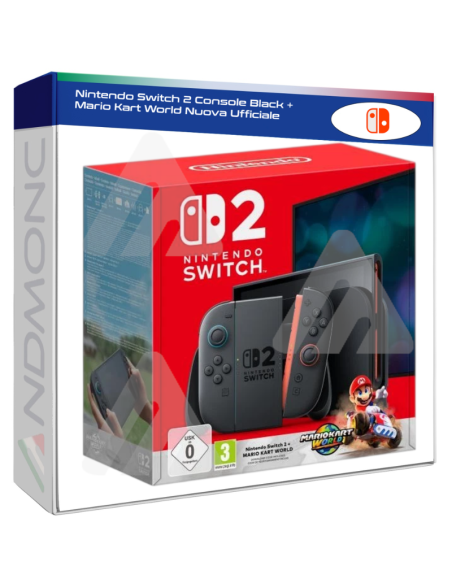 Nintendo Switch 2 Console Black + Mario Kart World Nuova Ufficiale