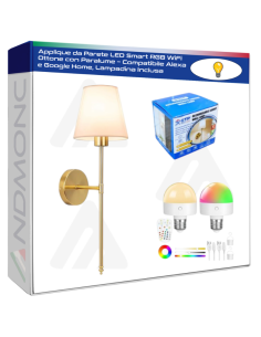 Applique da Parete LED Smart RGB WiFi Ottone con Paralume...