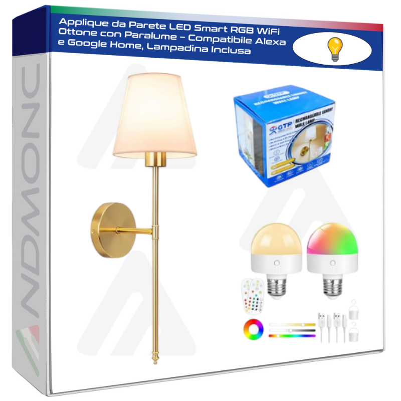 Applique da Parete LED Smart RGB WiFi Ottone...