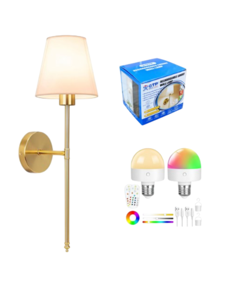 Applique da Parete LED Smart RGB WiFi Ottone con Paralume – Compatibile Alexa e Google Home, Lampadina Inclusa