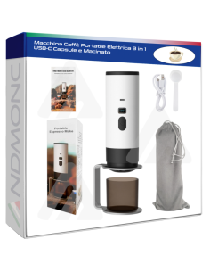 Macchina Caffè Portatile Elettrica 3 in 1 USB-C Capsule e...