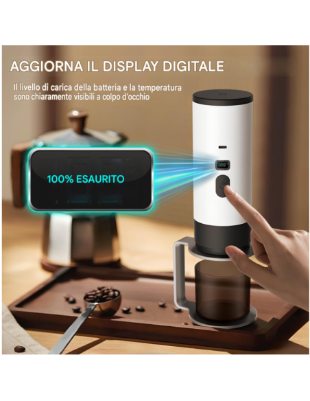 Macchina Caffè Portatile Elettrica 3 in 1 USB-C Capsule e Macinato