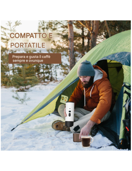 Macchina Caffè Portatile Elettrica 3 in 1 USB-C Capsule e Macinato