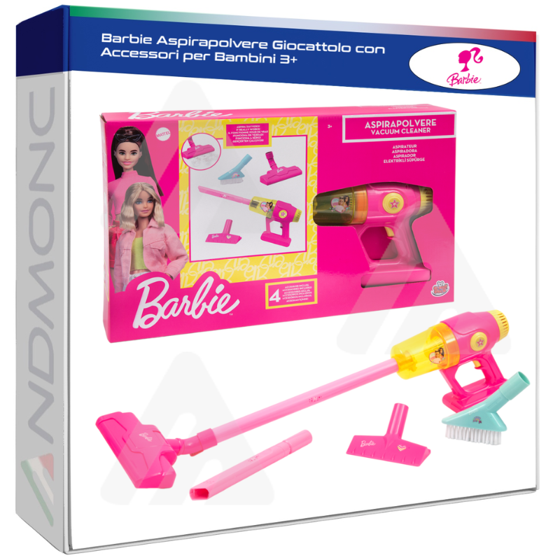 Barbie Aspirapolvere Giocattolo con Accessori...