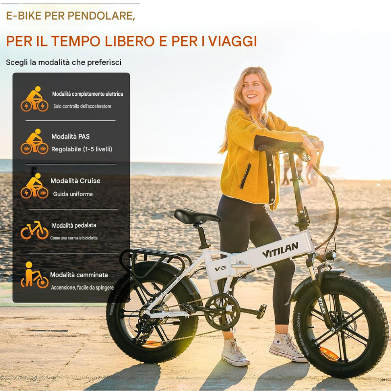 Bici Elettrica VITILAN V3 2.0 Grigia 750W 48V...