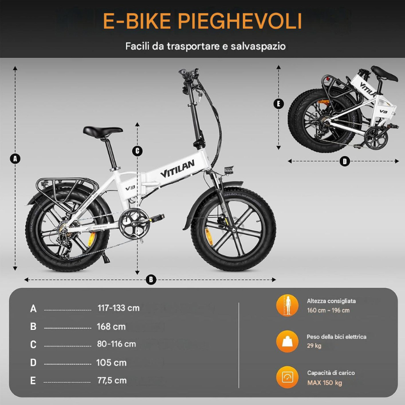 Bici Elettrica VITILAN V3 2.0 Grigia 750W 48V...
