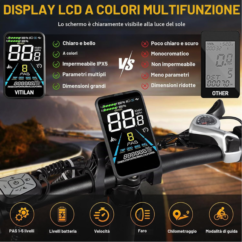 Bici Elettrica VITILAN V3 2.0 Grigia 750W 48V...