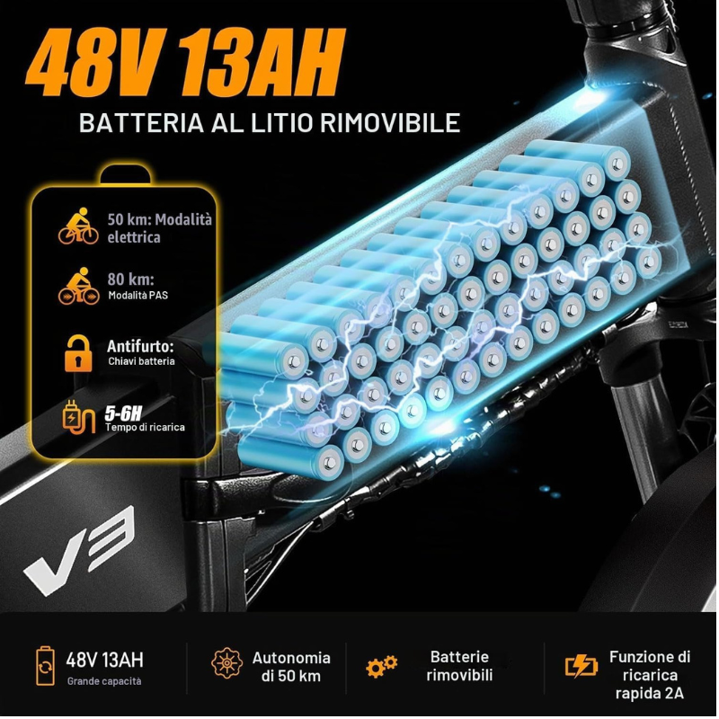 Bici Elettrica VITILAN V3 2.0 Grigia 750W 48V...