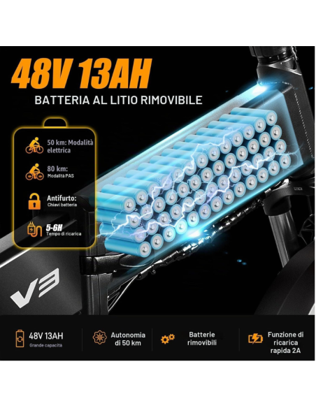 Bici Elettrica VITILAN V3 2.0 Grigia 750W 48V 13Ah – Autonomia fino a 73 km