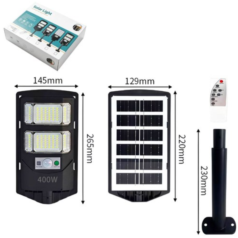 Luce Solare da Esterno 400W – Lampione LED con...
