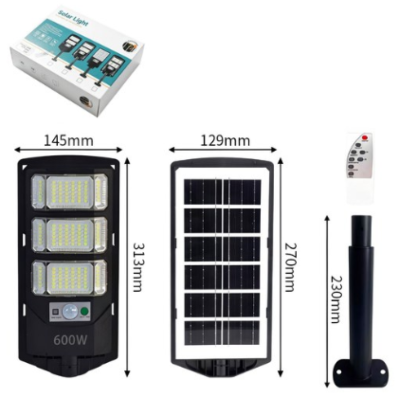 Luce Solare da Esterno 600W – Lampione LED ad...